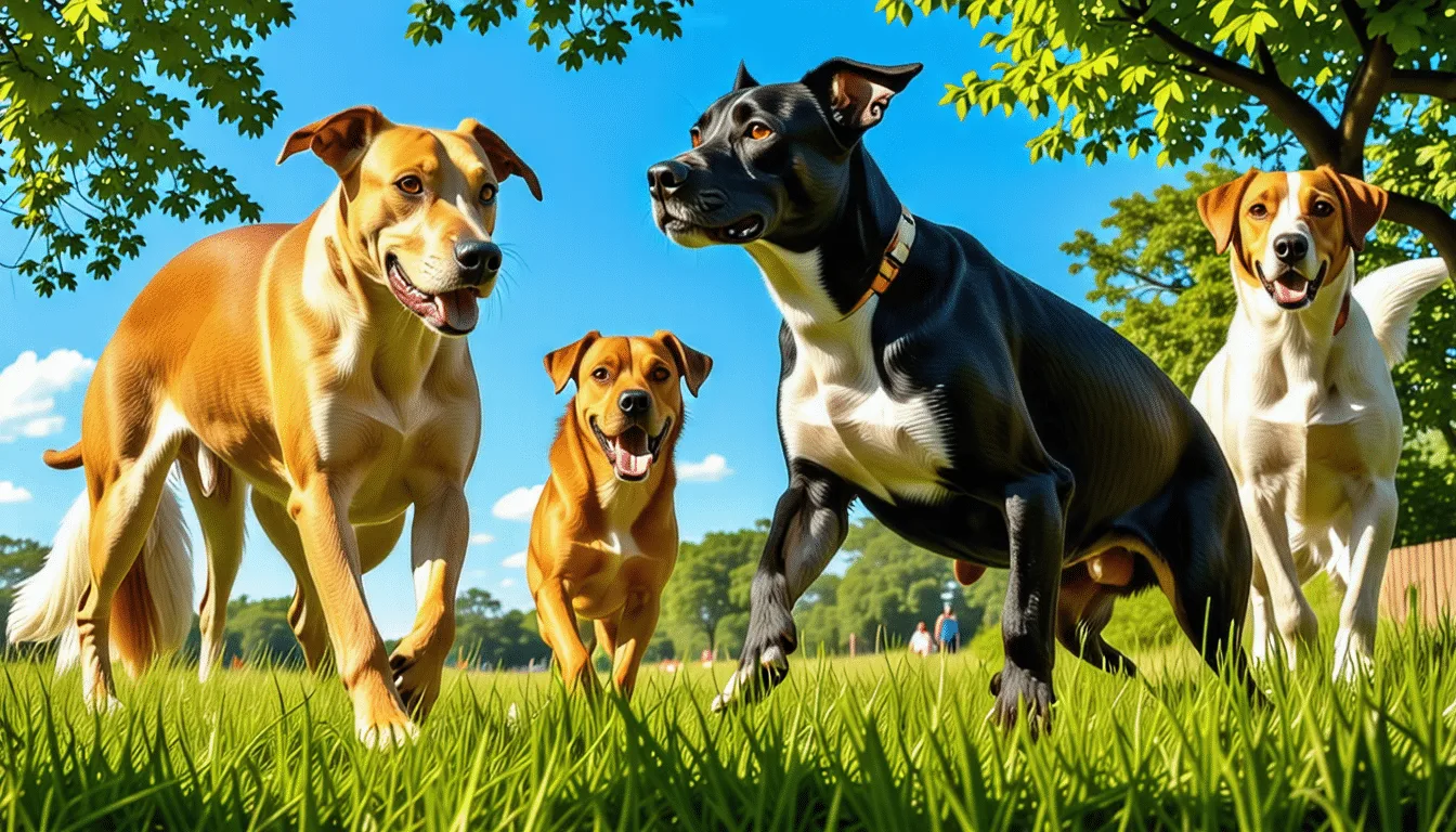 Chien de type berger en pleine course sur un sentier de campagne