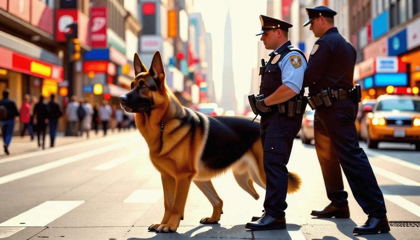 Berger Belge Malinois en laisse courte au côté de son maître-chien lors d’une fouille