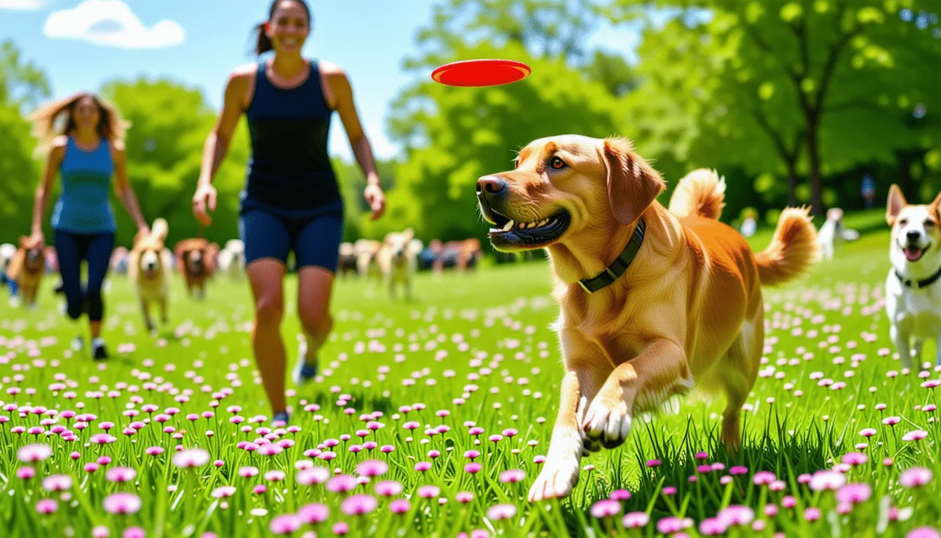 Chien en pleine course sur un sentier herbeux, oreilles au vent