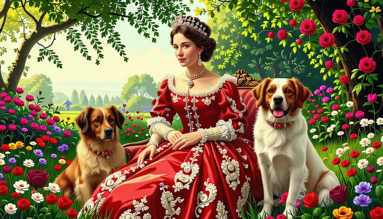 Spitz blanc au poil dressé, assis sur un tapis dans un intérieur ancien